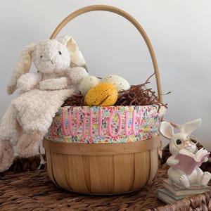 Embroidered Easter Basket Liner, Personalized Easter Basket,  Small Multi Floral, LINER ONLY