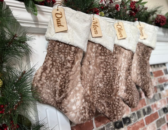 Fawn Christmas Stocking Faux Fur Christmas Stocking Personalized