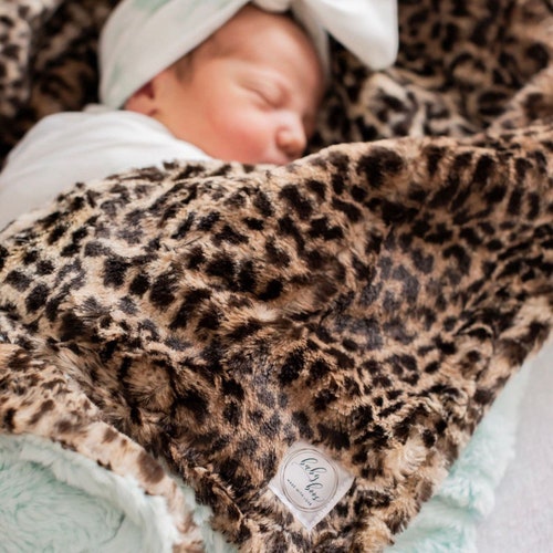 Personalized Baby Blanket Leopard Sand Minky and You Choose Etsy