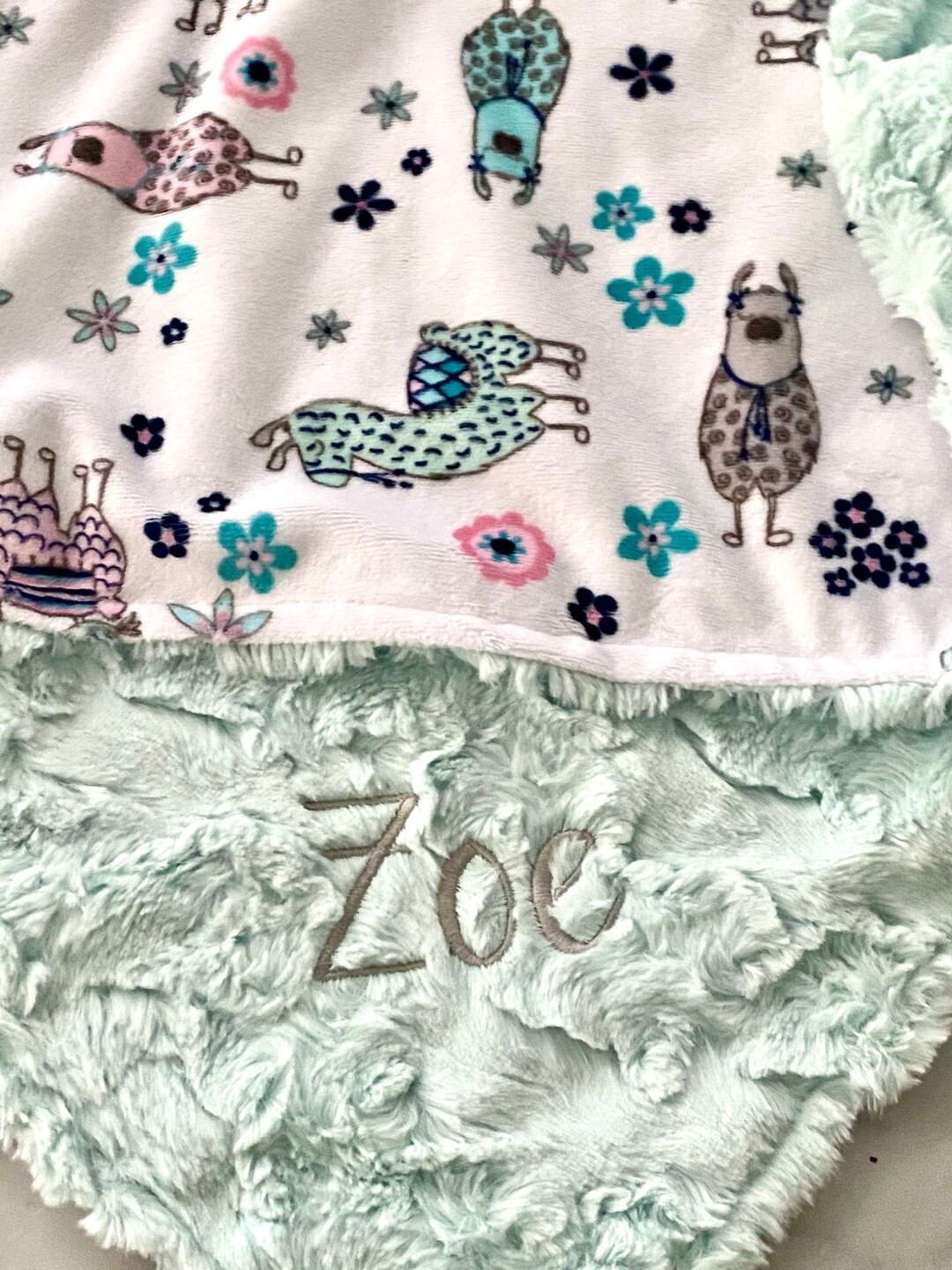 Personalized Baby Blanket Llama Minky Print and You Choose Etsy
