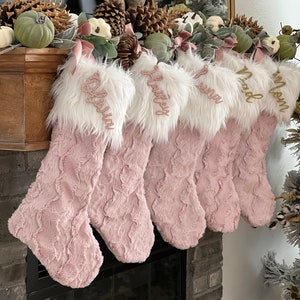 Ice Pink Christmas Stocking, Rosewater Pink Xmas Decor, Personalized Baby Girl Christmas Stocking, Sparkle Christmas Decor, Pink Stocking