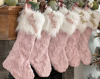 Ice Pink Christmas Stocking, Rosewater Pink Xmas Decor, Personalized Baby Girl Christmas Stocking, Sparkle Christmas Decor, Pink Stocking