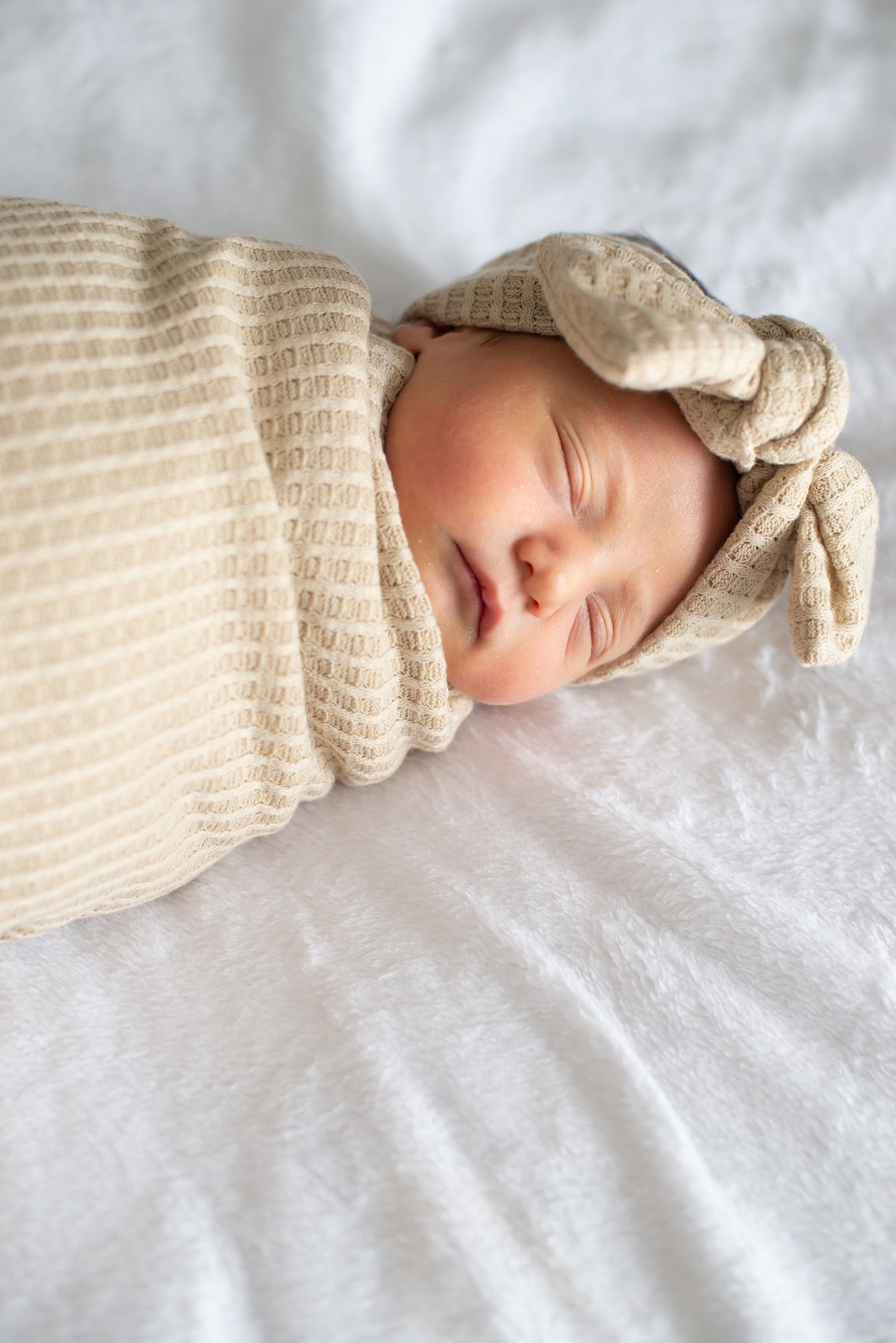 Beige Waffle Swaddle Set Beige Swaddle Blanket Newborn Girl Etsy