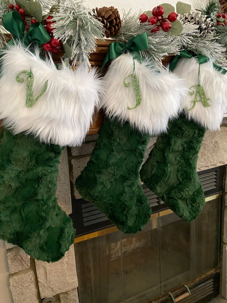 Green Christmas Stocking Faux Fur Christmas Stocking - Etsy