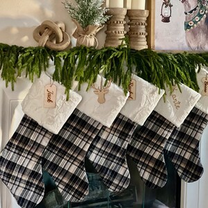 Buffalo Check Stocking, Traditional Christmas Stocking, Custom Christmas Stocking, Farmhouse Christmas Decor, Plaid Home Decor, S8