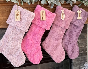 Pink Christmas Stocking, Neutral Christmas stocking, personalized Christmas stocking, Pink Themed Christmas, Girly Xmas Decor