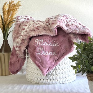 Personalized Baby Blanket, Wildrose Lynx Glacier and you Choose Minky back color, Wildrose Lynx Blanket, Newborn Girl gift, Baby Shower Gift