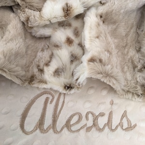 Arctic Lynx Print Blanket, Woodland Baby Blanket, Newborn blanket, Personalized Blanket, Baby Shower Gift, Personalized Baby Gift