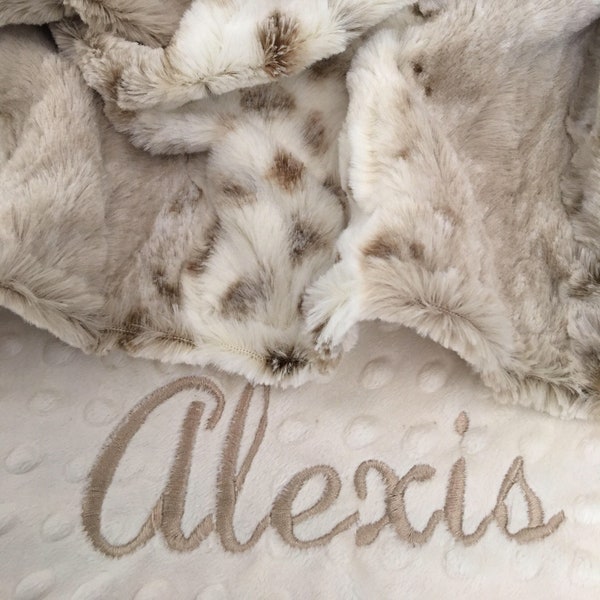 Arctic Lynx Print Blanket, Woodland Baby Blanket, Newborn blanket, Personalized Blanket, Baby Shower Gift,