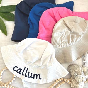 Baby Beach Hat Personalized with Name, Custom Toddler Bucket Hat, Infant Summer Sun Hat, Beach Hat for Baby Boy, Beach Hat for Baby Girl