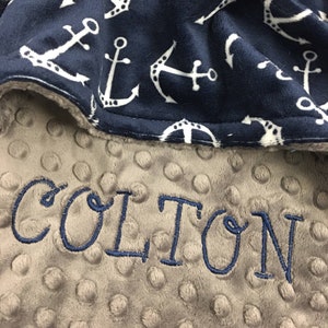 Personalized Baby Blanket Navy anchor baby Blanket, Nautical baby blanket,