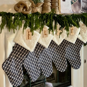 Buffalo Check Stocking, Traditional Christmas Stocking, Custom Christmas Stocking, Farmhouse Christmas Decor, Plaid Home Decor, D4