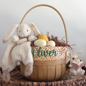 Embroidered Carrot Easter Basket Liner, Custom Kids Basket Liner, Personalized Easter Basket Liner, LINER ONLY
