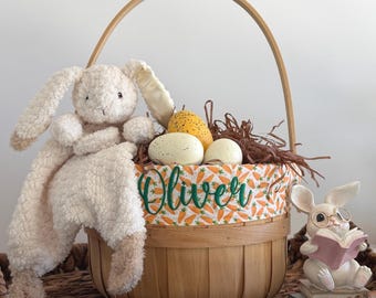 Embroidered Carrot Easter Basket Liner, Custom Kids Basket Liner, Personalized Easter Basket Liner, LINER ONLY