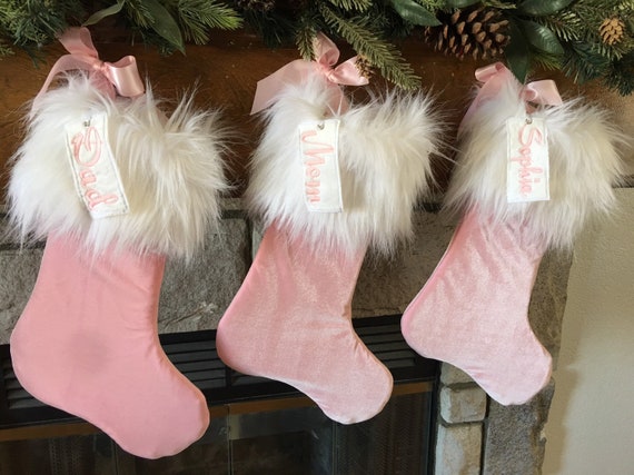 baby pink christmas stocking