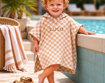 Personalized Baby Boy Beach Coverup | Embroidered Muslin Hooded Towel | Soft Cotton Swim Cover Up Gift | Baby Kids Gift
