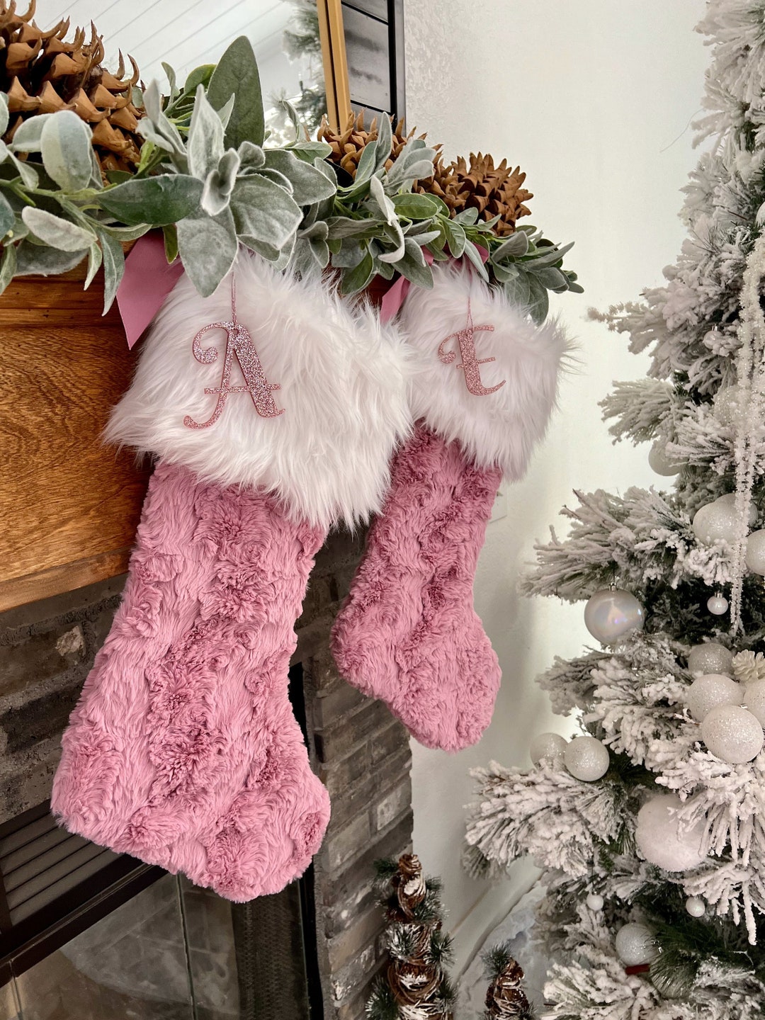 Woodrose Christmas Stocking Rosewater Pink Xmas Decor 