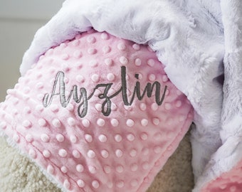 Personalized Baby Blanket, White  Hide and You Choose the Dot Minky Baby Blanket, Newborn Girl or Newborn Boy, Baby shower gift