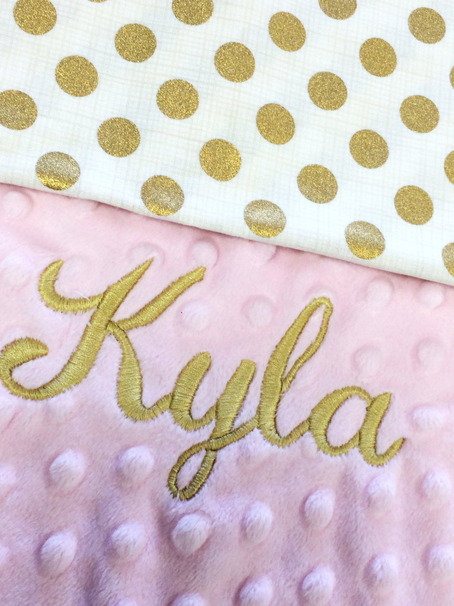 Gold Polka Dot Baby Blanket Pink Gold Polkadot Cotton Baby Etsy