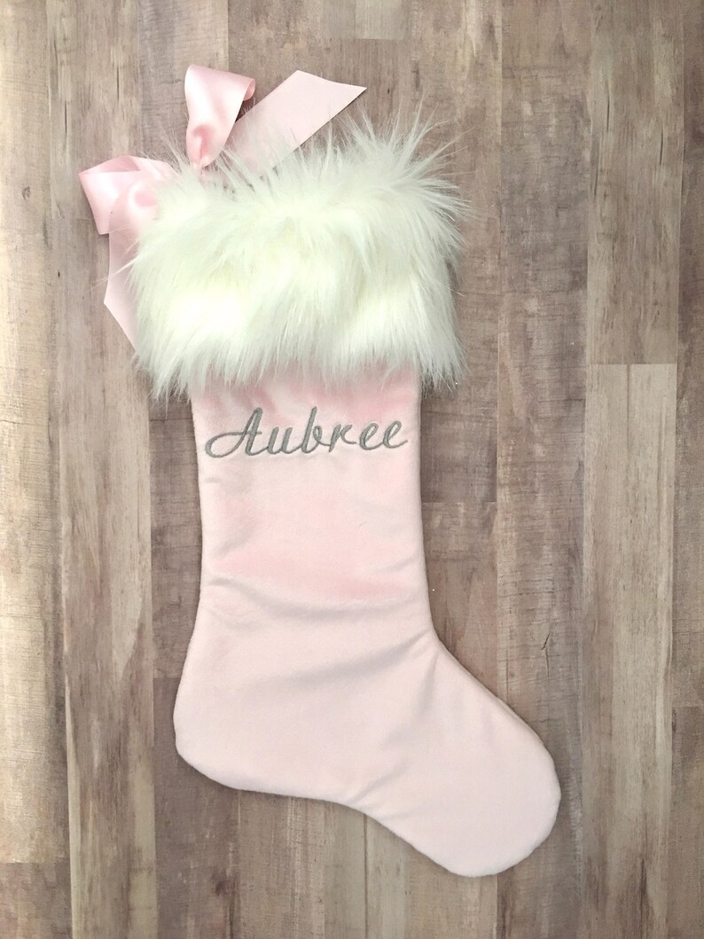 Pink Christmas Stocking Personalized Christmas Stocking Faux Etsy