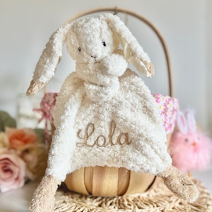 Personalized Baby Bunny Lovey, Small Security Blanket, Rabbit Lovey, Newborn Accessory