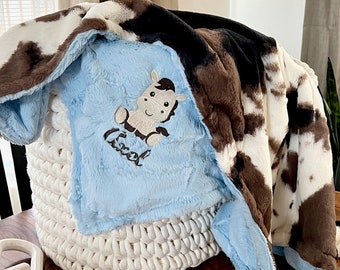 Personalized Baby Blanket, Embroidered Pony Blanket, Mudpie Newborn Boy gift, Baby Shower Gift, Horse Baby Blanket, Western Blanket