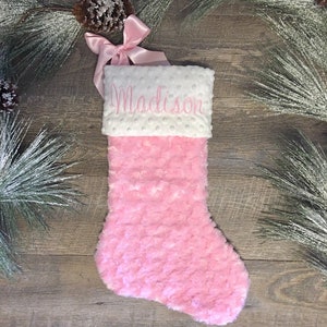Personalized Christmas Stocking Baby&#39;s Girls First Christmas, Baby Pink Christmas stocking