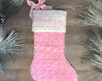 Personalisierte Weihnachtsstrumpf Baby Mädchen erstes Weihnachten, Baby Rosa Weihnachtsstrumpf