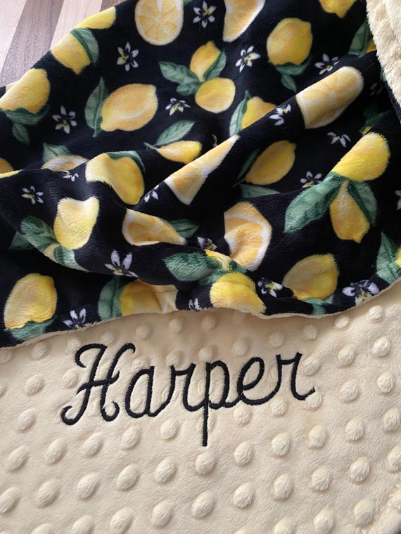 Personalized Baby Blanket Lemon Baby Blanket Lemon Blanket Etsy
