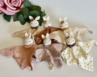 Lapin personnalisé Lovey, baby shower, petite couverture de sécurité, couverture personnalisée, couverture de sécurité, cadeau brodé pour bébé