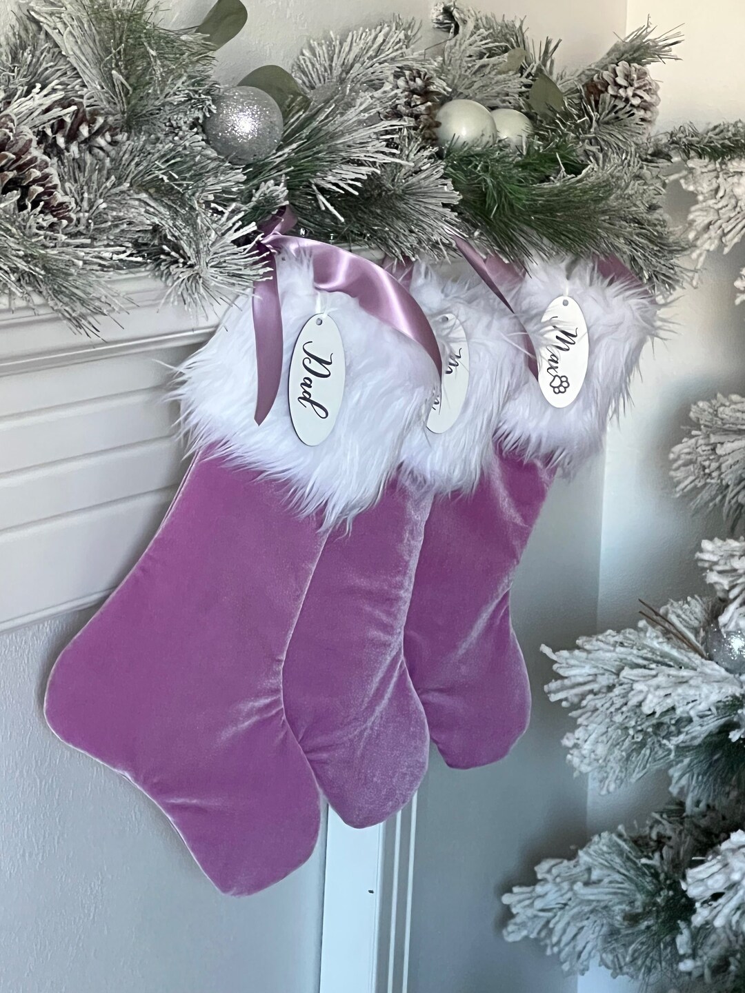 Christmas Stocking, Personalized Christmas Violet Stocking, Purple ...