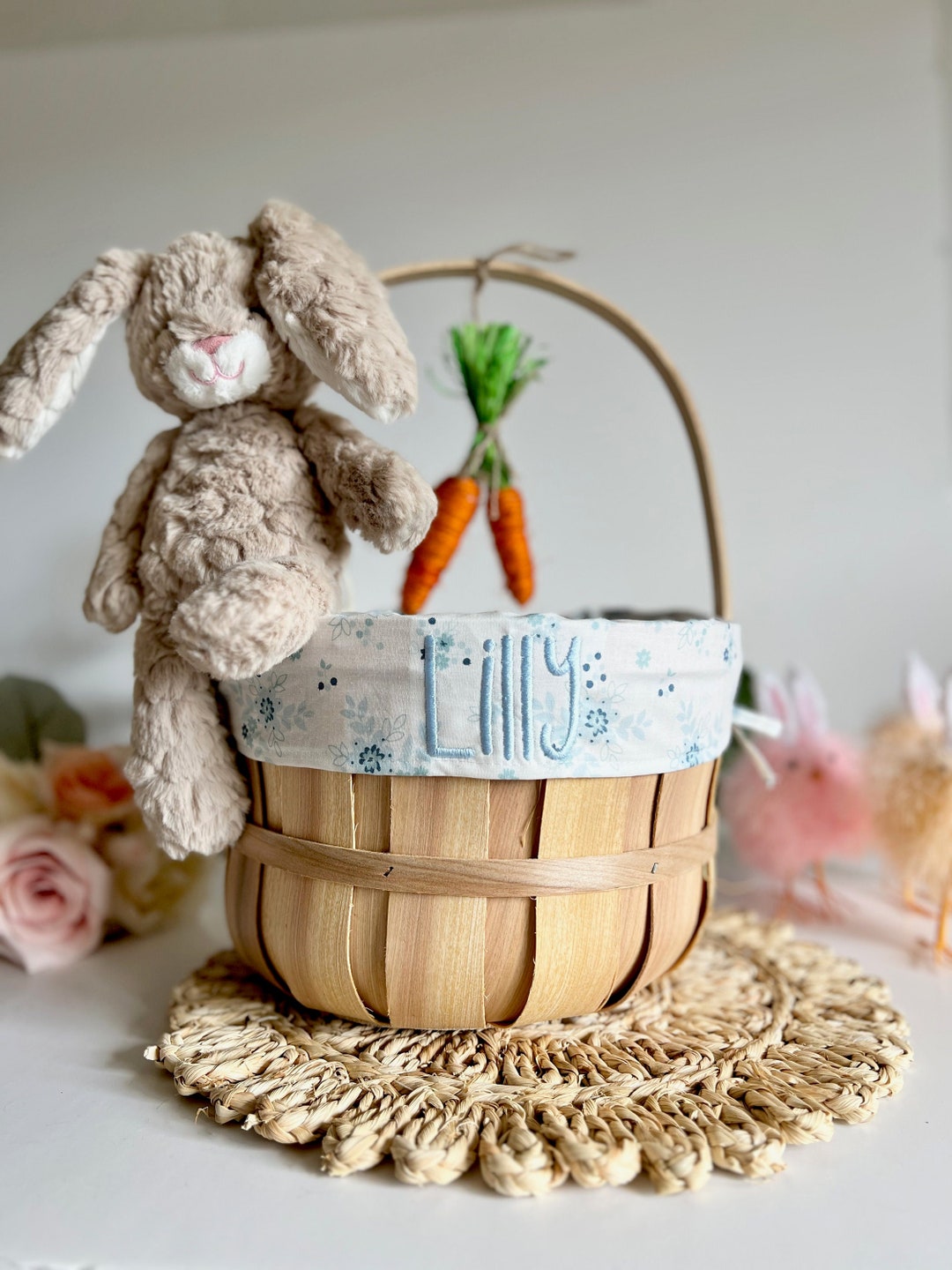 Embroidered Easter Basket, Custom Kids Basket, Easter, Basket