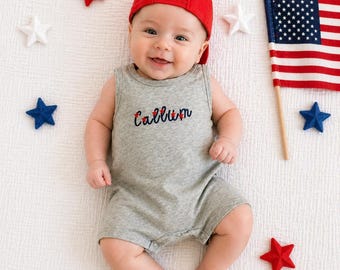 Personalized 4th of July Baby Outfit – 4th of July Romper | Baby Name Rompy | Name  Romper | Baby Shower Gift