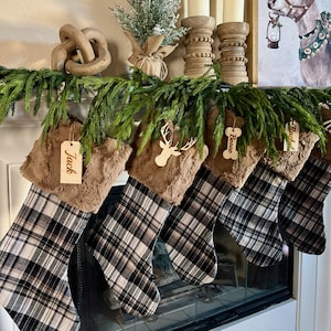 Buffalo Check Stocking, Traditional Christmas Stocking, Custom Christmas Stocking, Farmhouse Christmas Decor, Plaid Home Decor, S4