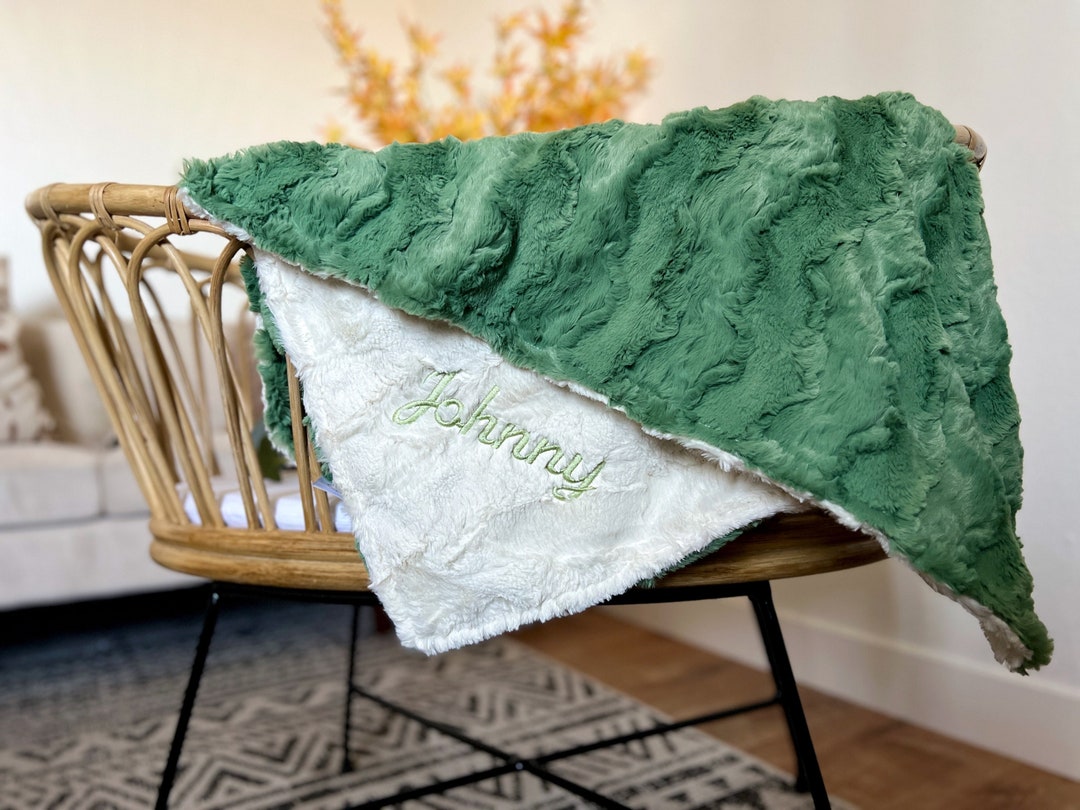 Personalized Baby Blanket, Neutral Sage Baby Blanket, Basil Glacier and