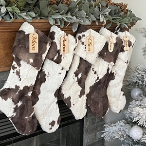 Personalized stocking, Brownie Cow Christmas stocking, personalized Calf Christmas stocking,farmhouse Christmas stocking, Personalized