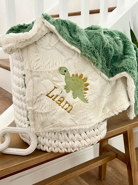 Personalized Baby Blanket Embroidered Dinosaur Blanket Basil Glacier Newborn Girl Gift Baby Shower Gift Dino Baby Blanket Dino Decor Etsy