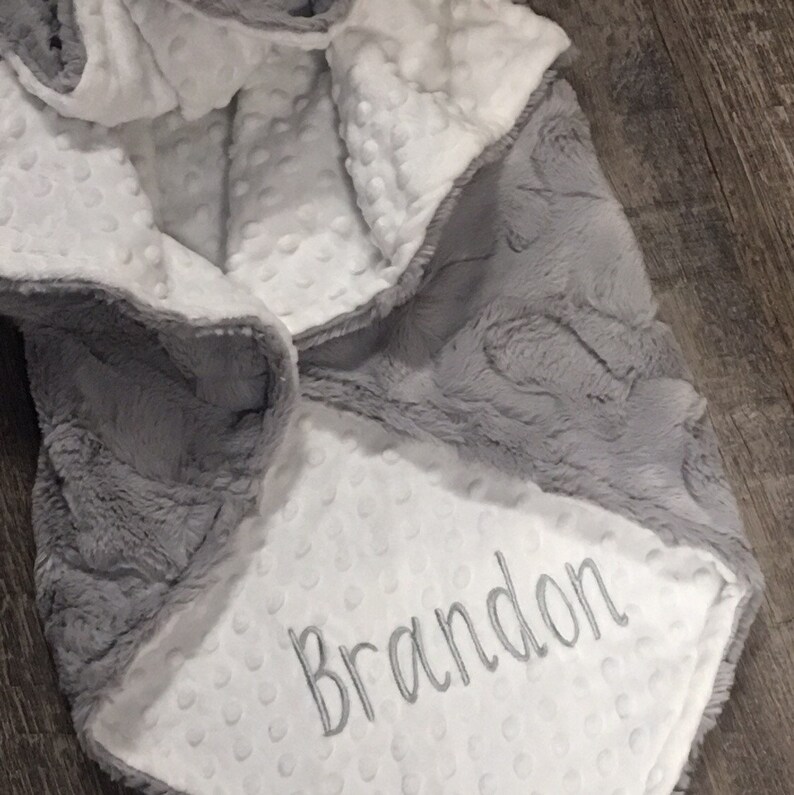 Personalized Baby Blanket Gray Hide and Dot Minky Baby Etsy