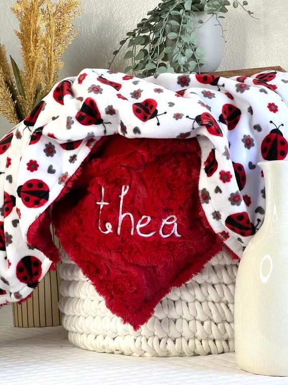 Personalized Baby Blanket Lady Bug Minky Blanket Newborn Etsy