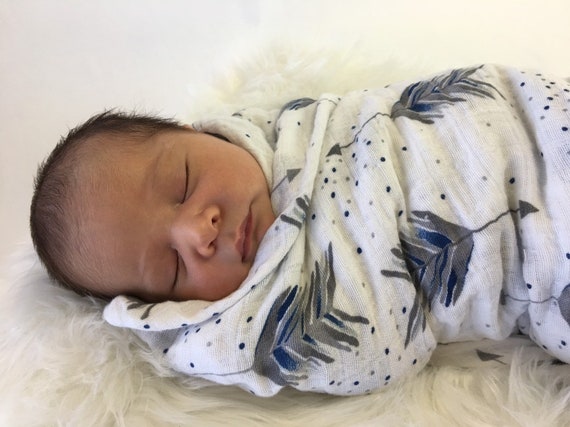 navy muslin swaddle
