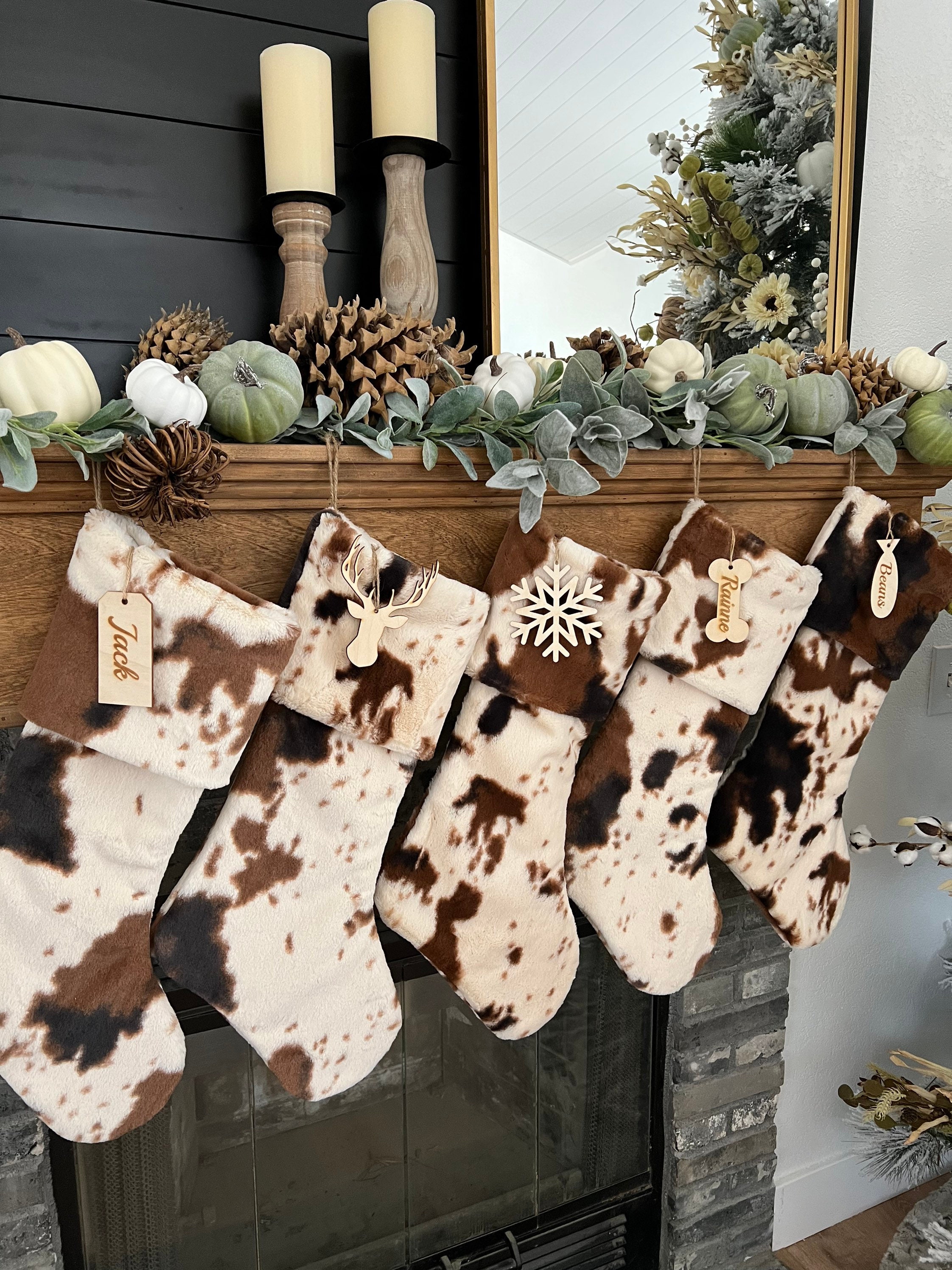 Western Pony Stocking, Ivory Brown Pony Christmas Stocking, Personalized  Cow Xmas Decor, Rustic Xmas, Modern Farmhouse Home Decor - Etsy
