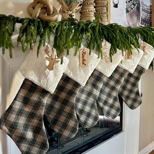 Buffalo Check Stocking, Traditional Christmas Stocking, Custom Christmas Stocking, Farmhouse Christmas Decor, Plaid Home Decor, S5