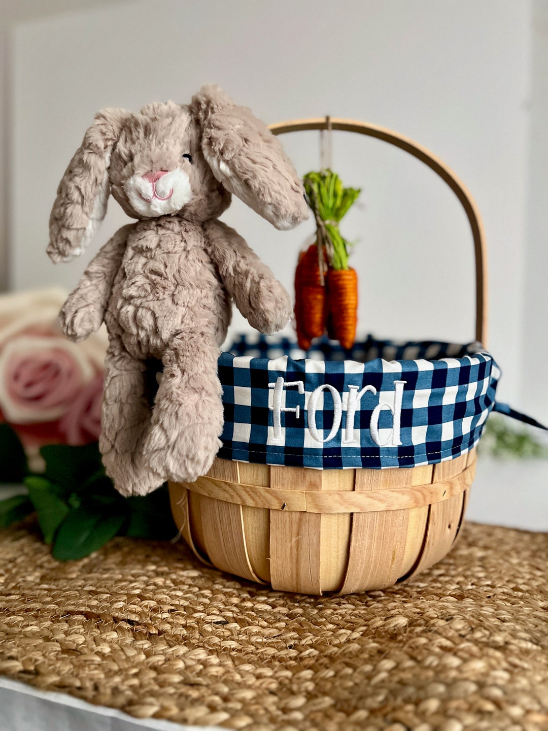 Embroidered Easter Basket, Custom Kids Basket, Easter, Basket, Personalized Easter Basket, Baby