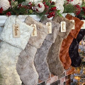 Pecan Christmas Stocking, Neutral Christmas stocking, personalized Christmas stocking, Ivory Latte Taupe Pecan Ginger Chocolate Christmas