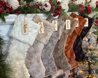 Pecan Christmas Stocking, Neutral Christmas stocking, personalized Christmas stocking, Ivory Latte Taupe Pecan Ginger Chocolate Christmas