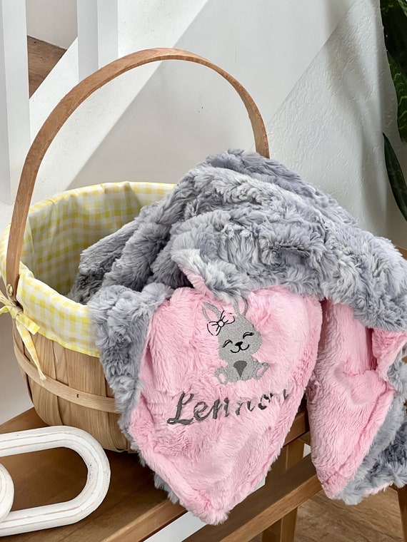Personalized Baby Blanket Embroidered Bunny Blanket Chrome Wild