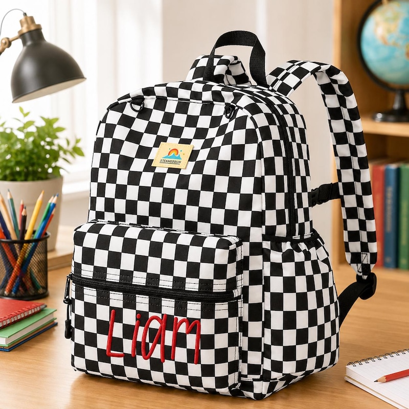 Checkered Backpack - Etsy