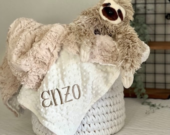 Personalized Baby Blanket, Neutral baby blanket, Latte Glacier and You choose Minky Back, baby blanket Newborn Girl gift, Baby Shower Gift