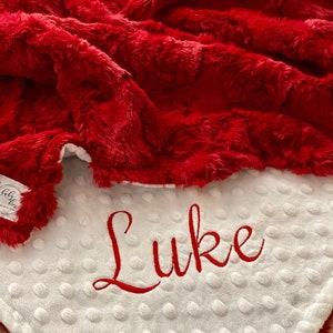 Personalized Baby Blanket, Cardinal Red Glacier and You Choose minky blanket, Newborn Boy gift, Baby Shower Gift, Christmas Baby Blanket