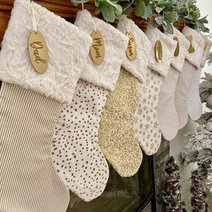 Gold Classic Christmas Stocking, Gold Christmas stocking, personalized Cotton Christmas stocking, Minimalist Christmas Decor image 3